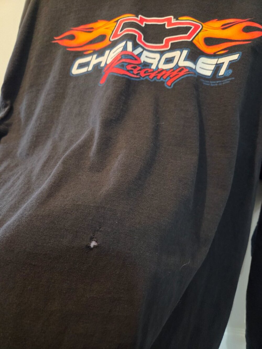 Vintage Chevrolet Racing Flames Long Sleeve Black T-Shirt L - Picture 5 of 5